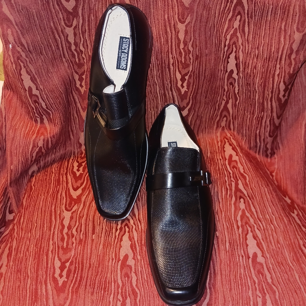 STACY ADAMS Black Leather Men Dress Shoes Shoes Sz 8.5